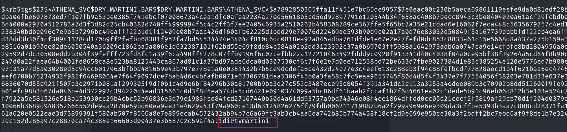 Successful dictionary attack