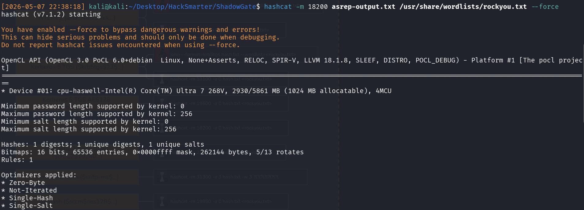 Cracking ASRep Hash with Hashcat