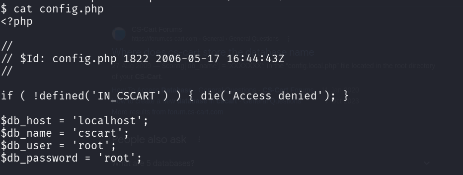 Empty CS Cart Config