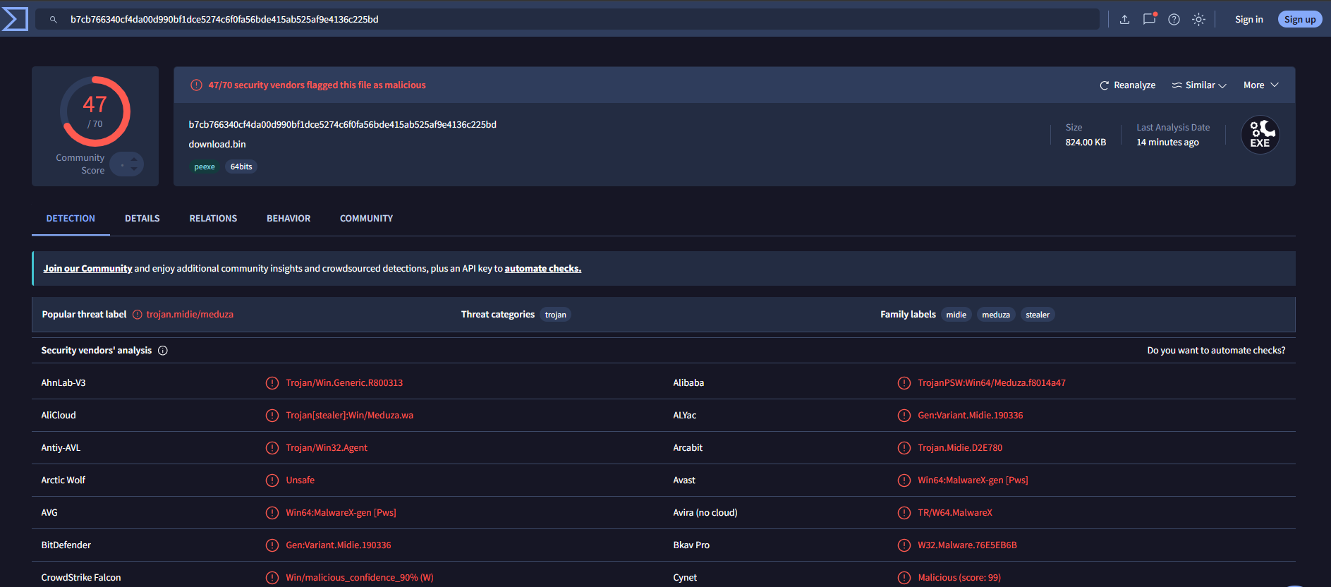 On VirusTotal